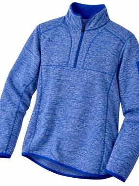 Antigua Blue Heathered Quarter-Zip Pullover